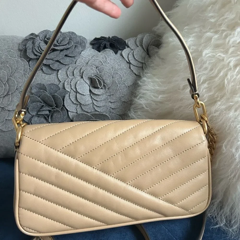 Tory Burch Tan Quilted Shoulder Bag